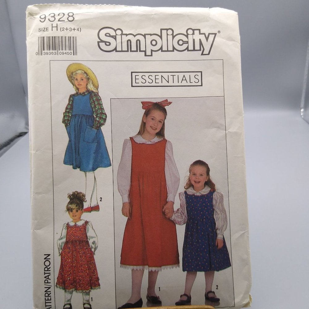 Vintage Sewing PATTERN Simplicity 9328, Childs Essentials 1989 Jumper